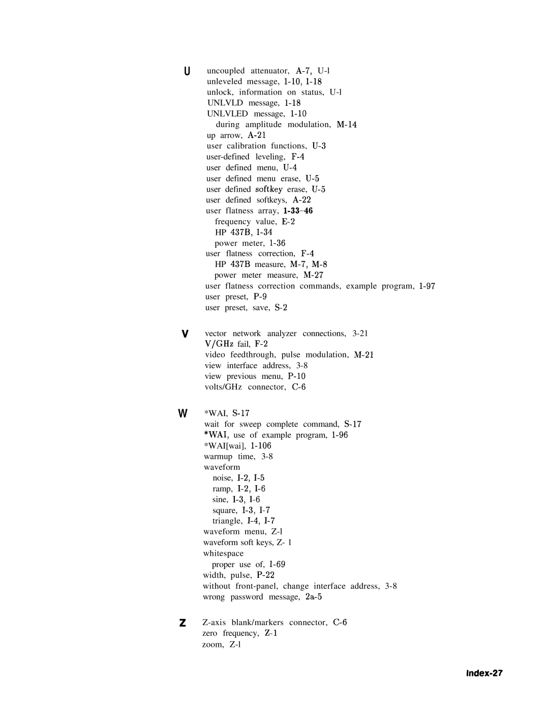 HP 24A, 83620A, 22A manual Index-27 