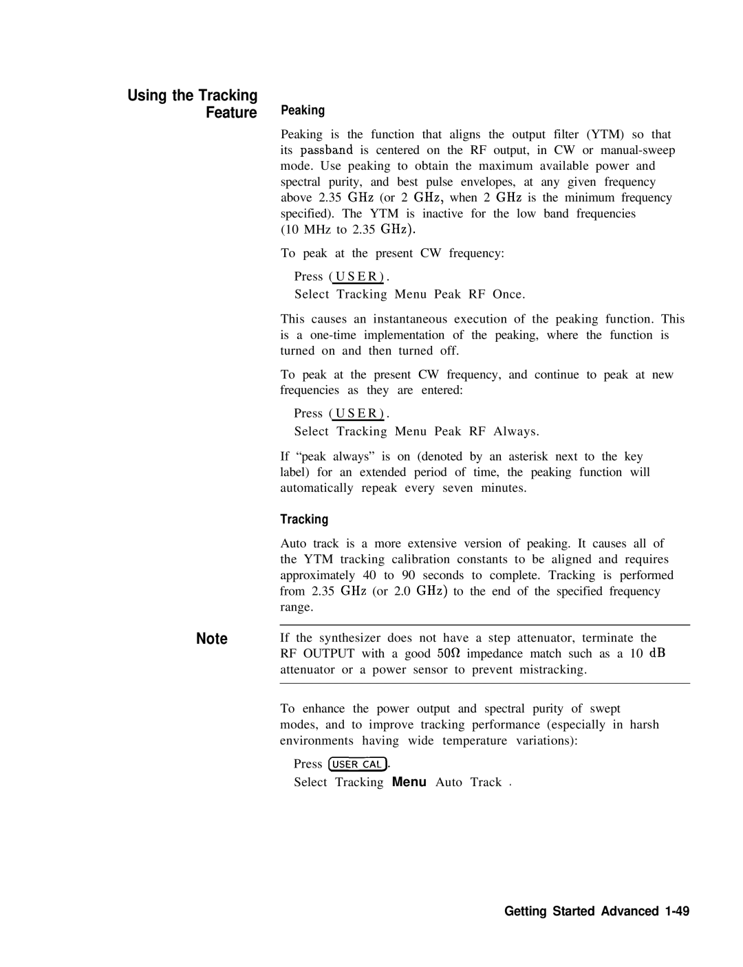 HP 24A, 83620A, 22A manual Peaking, Tracking 