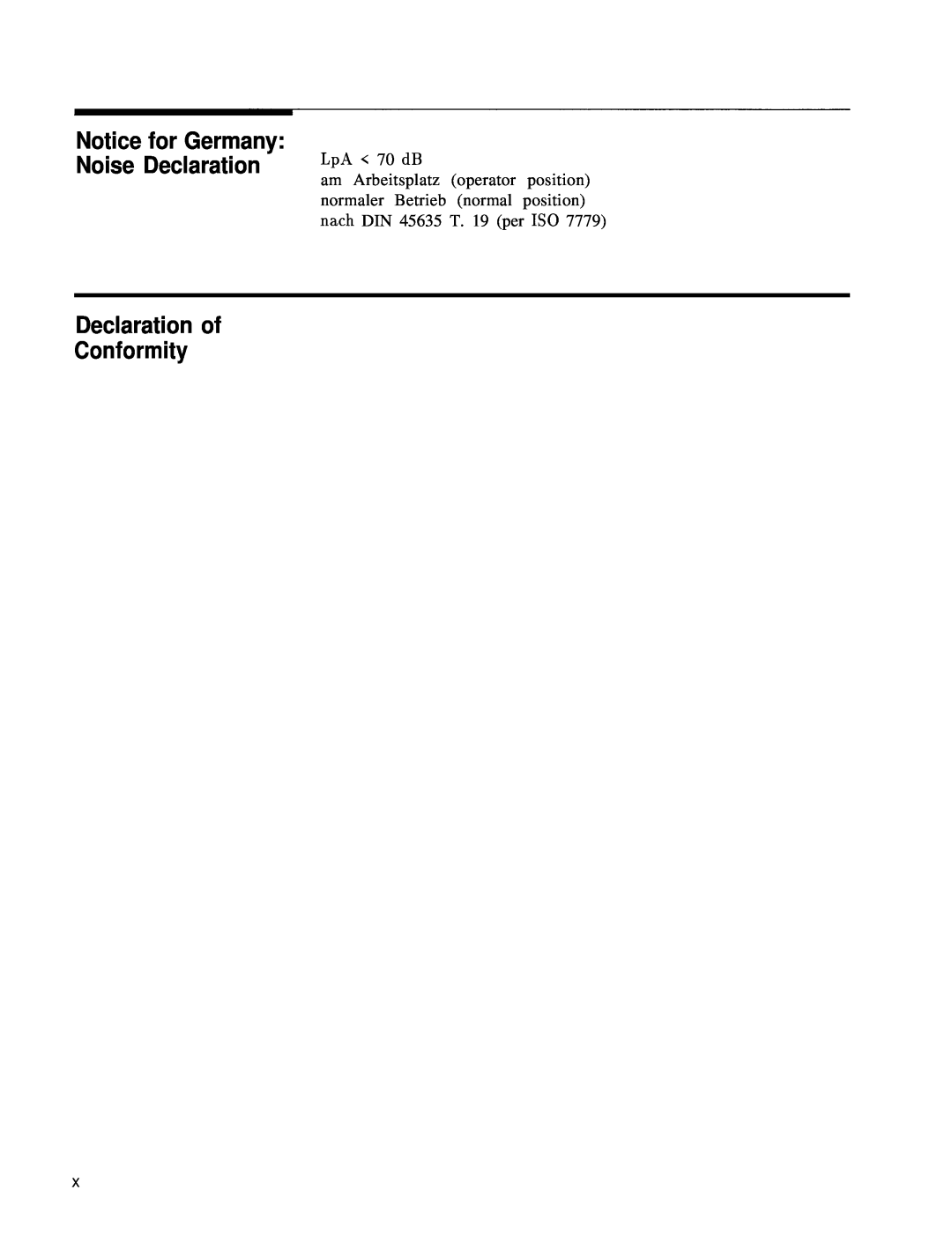 HP 24A, 83620A, 22A manual Declaration of Conformity, Notice for Germany Noise Declaration 