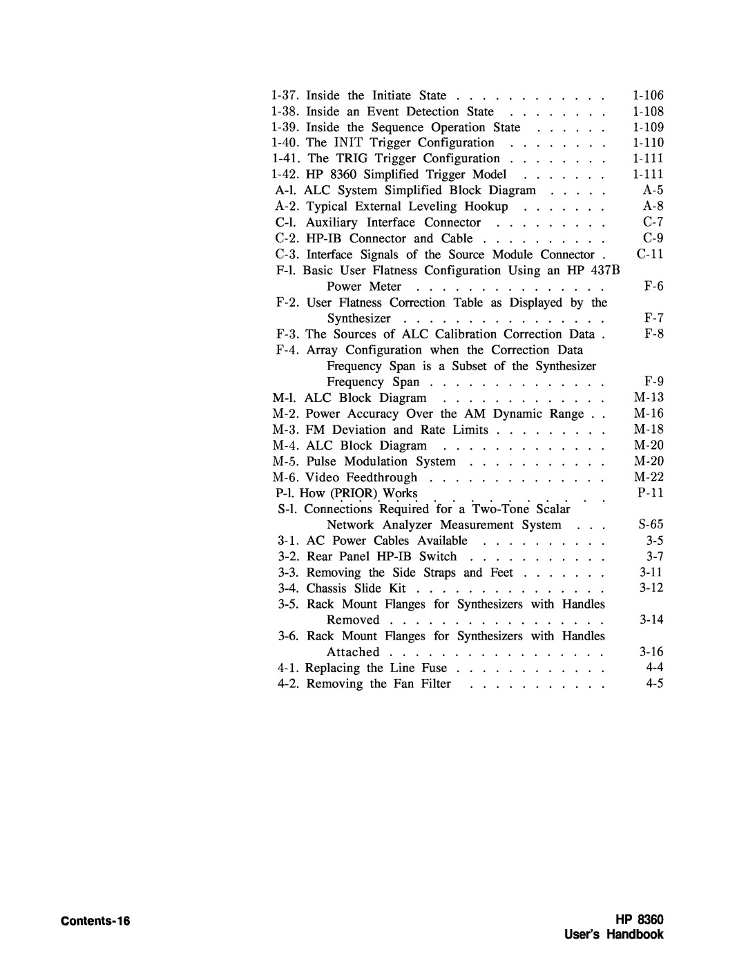 HP 22A, 83620A, 24A manual Contents-16, User’s Handbook 
