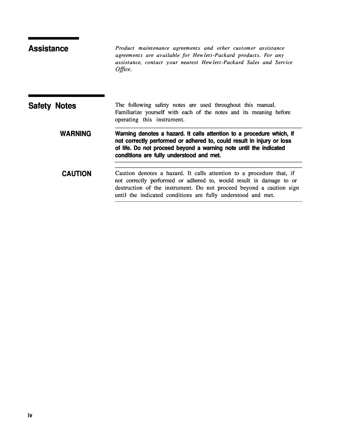 HP 24A, 83620A, 22A manual Assistance Safety Notes 