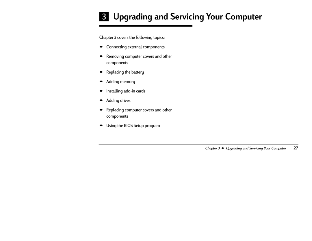 HP 8370 (US/CAN), 8380 (US/CAN) manual Upgrading and Servicing Your Computer 