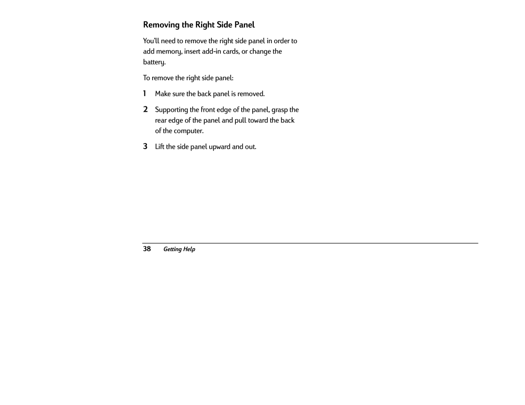 HP 8380 (US/CAN), 8370 (US/CAN) manual Removing the Right Side Panel 