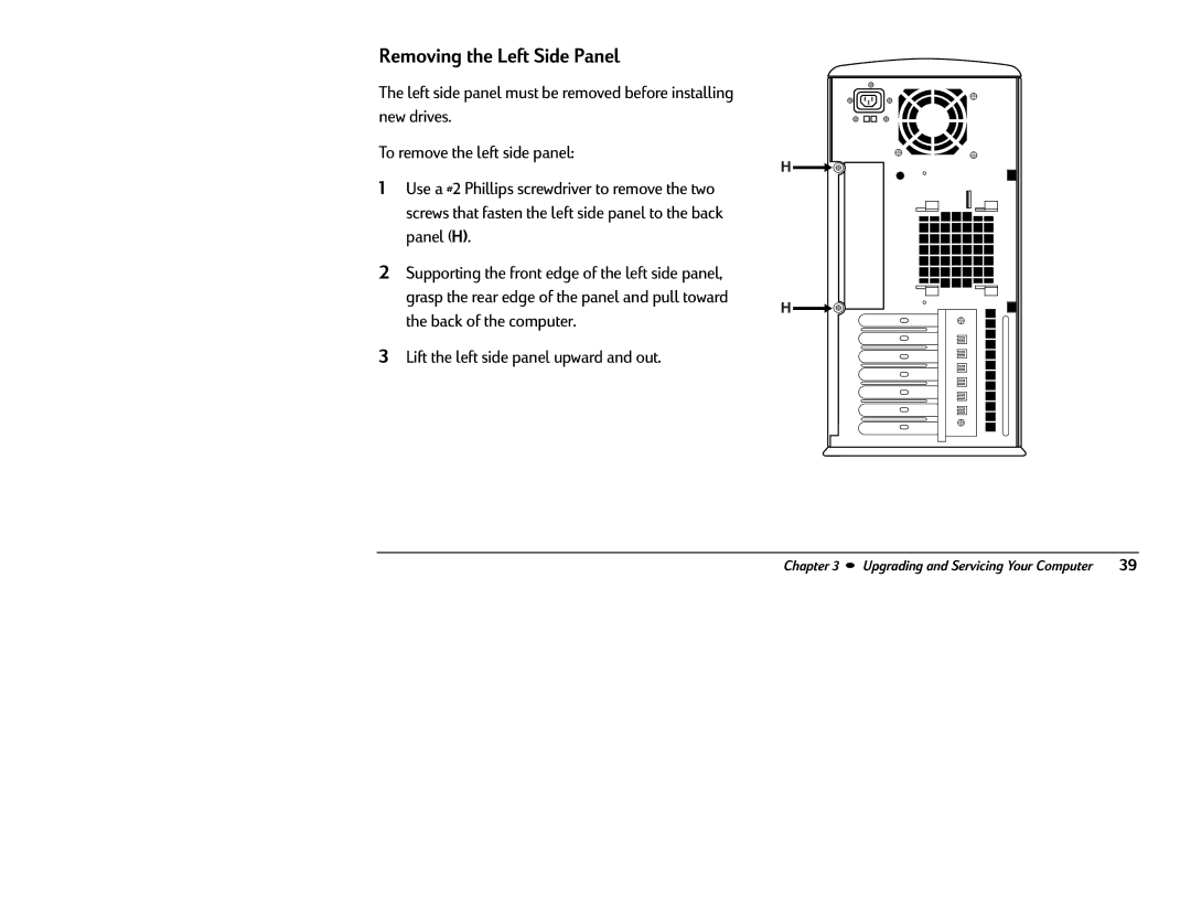 HP 8370 (US/CAN), 8380 (US/CAN) manual Removing the Left Side Panel 