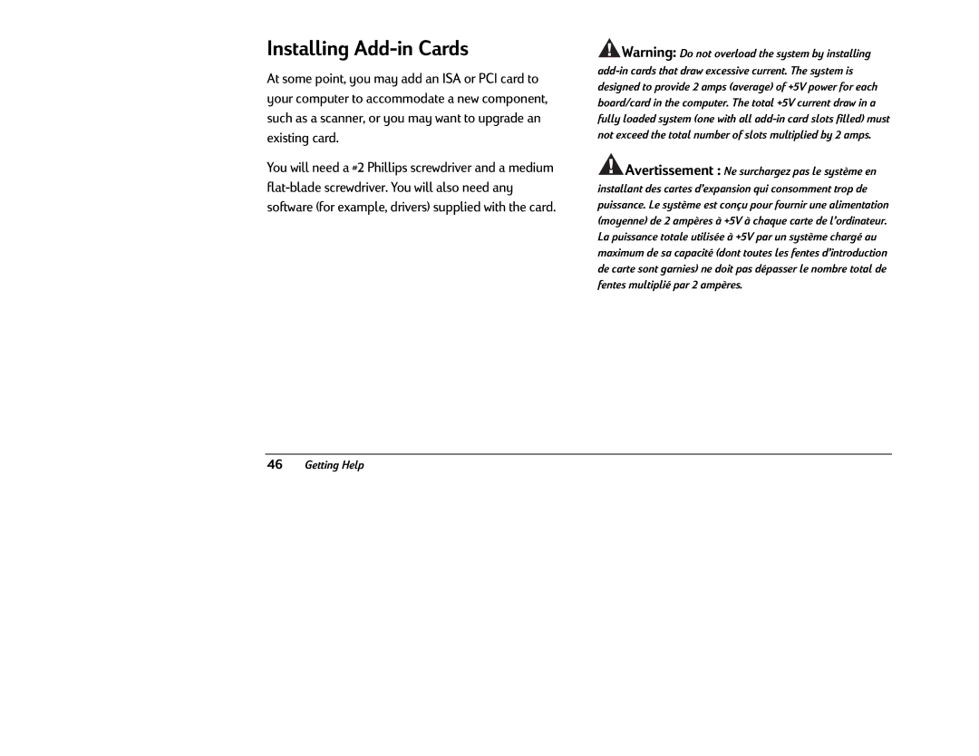 HP 8380 (US/CAN), 8370 (US/CAN) manual Installing Add-in Cards 