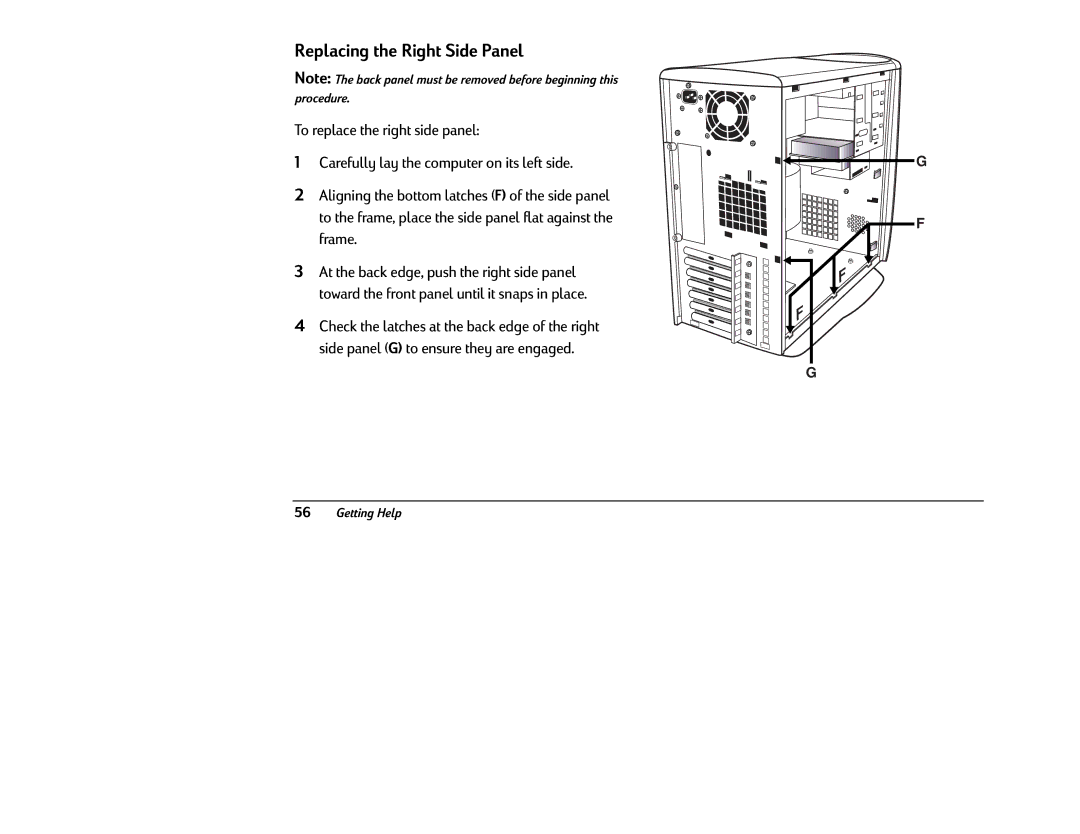 HP 8380 (US/CAN), 8370 (US/CAN) manual Replacing the Right Side Panel 