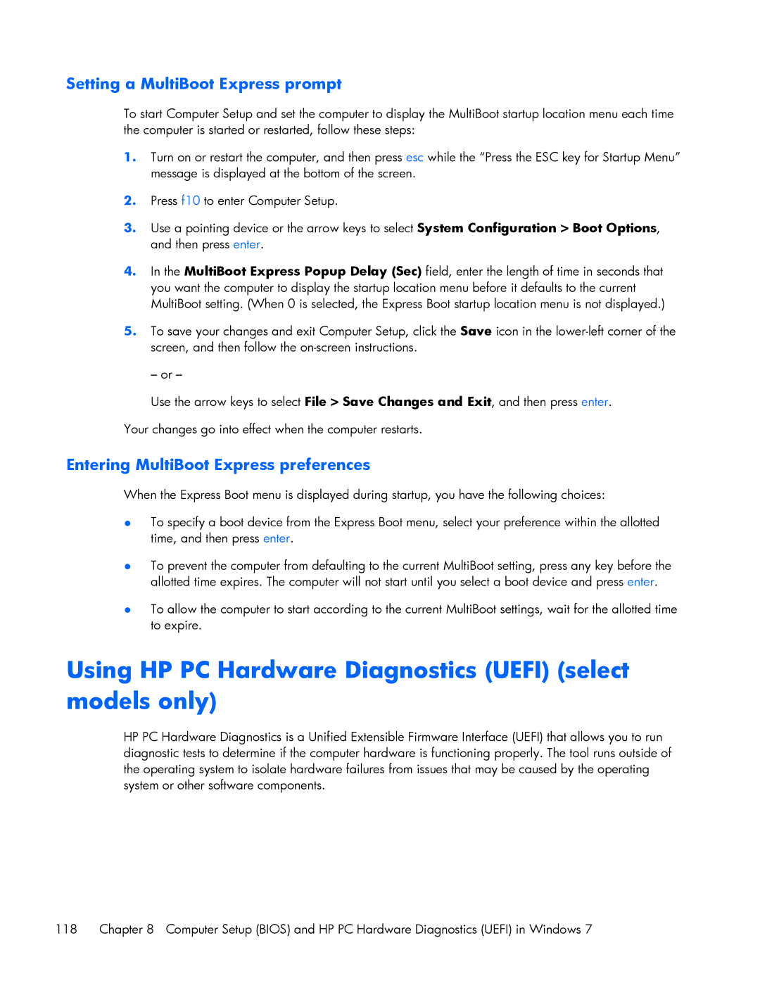 HP 840 G1 manual Using HP PC Hardware Diagnostics Uefi select models only 