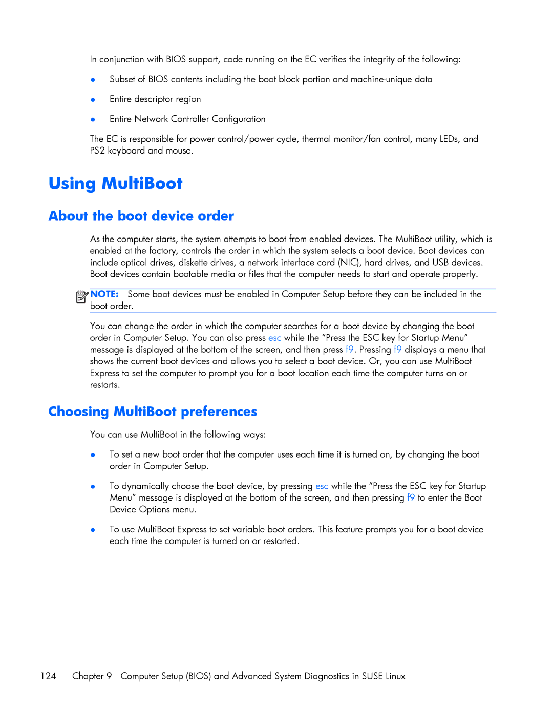 HP 840 G1 manual Using MultiBoot 