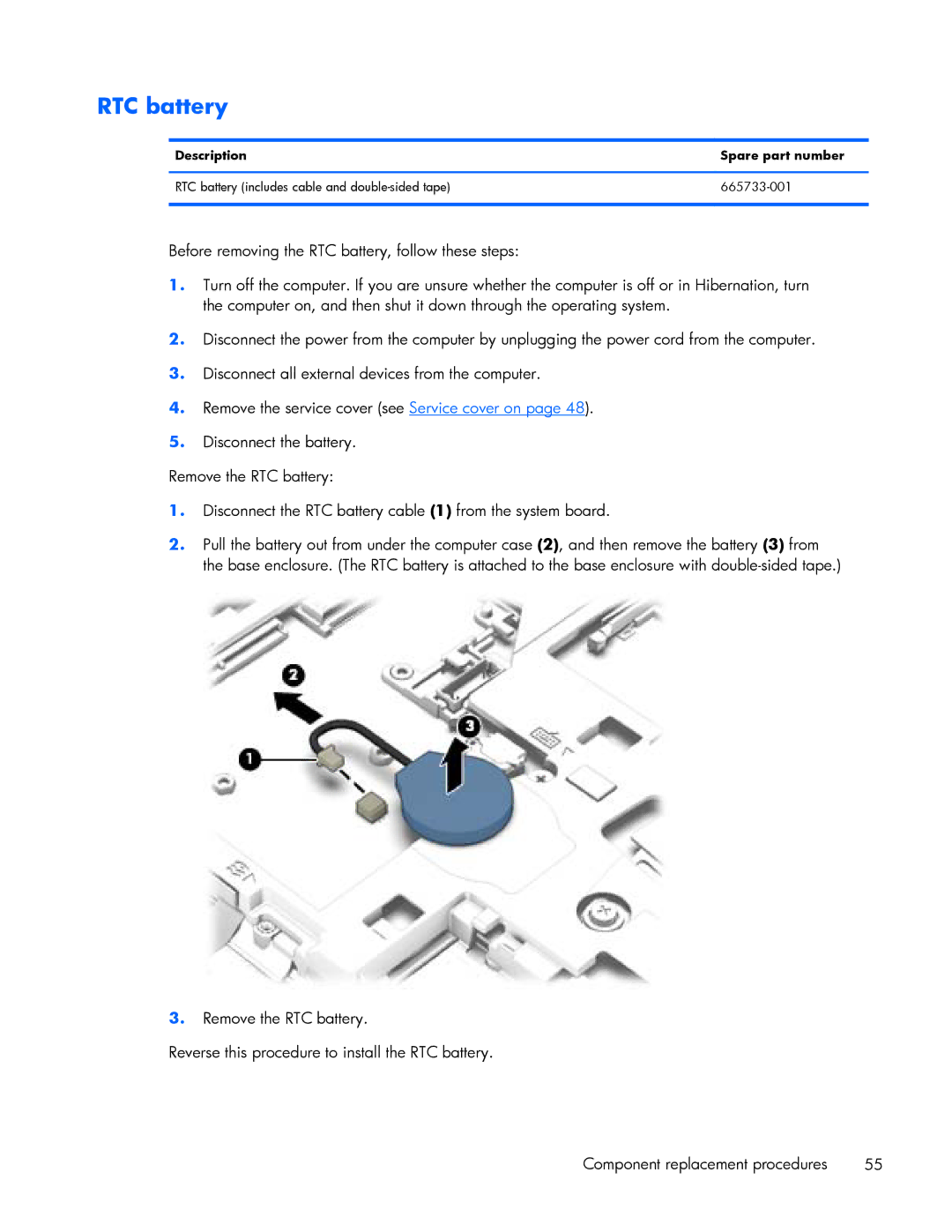 HP 840 G1 manual RTC battery 