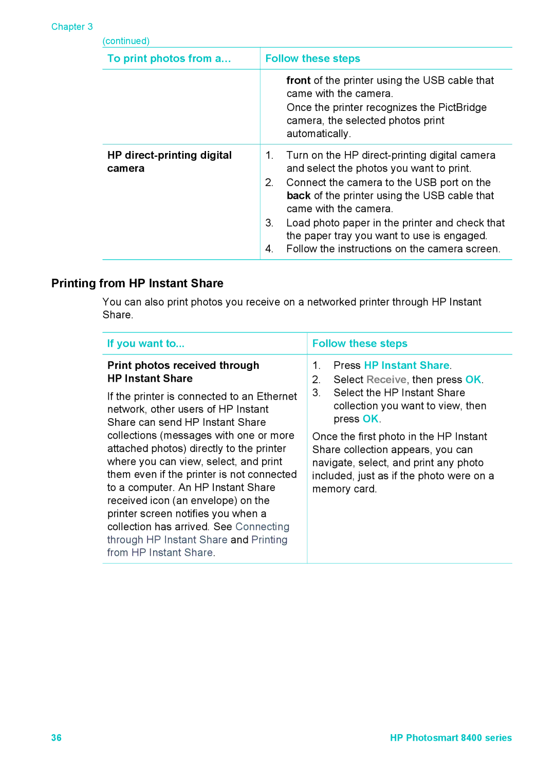 HP 8400 manual Printing from HP Instant Share, To print photos from a… Follow these steps, If you want to 