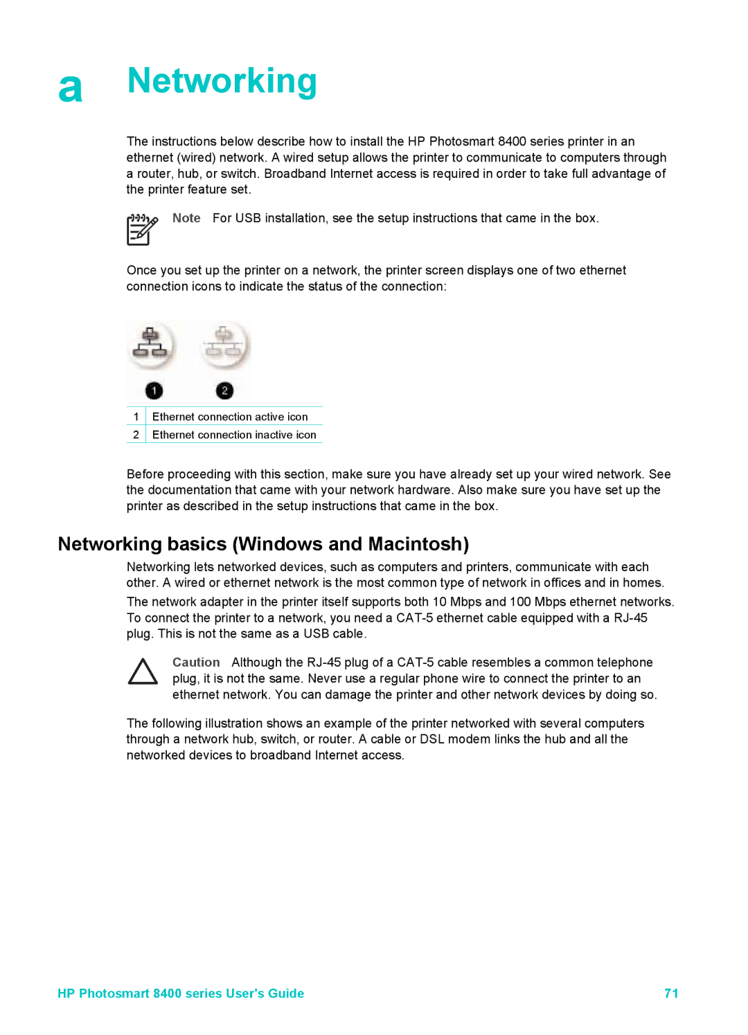 HP 8400 manual Networking basics Windows and Macintosh 