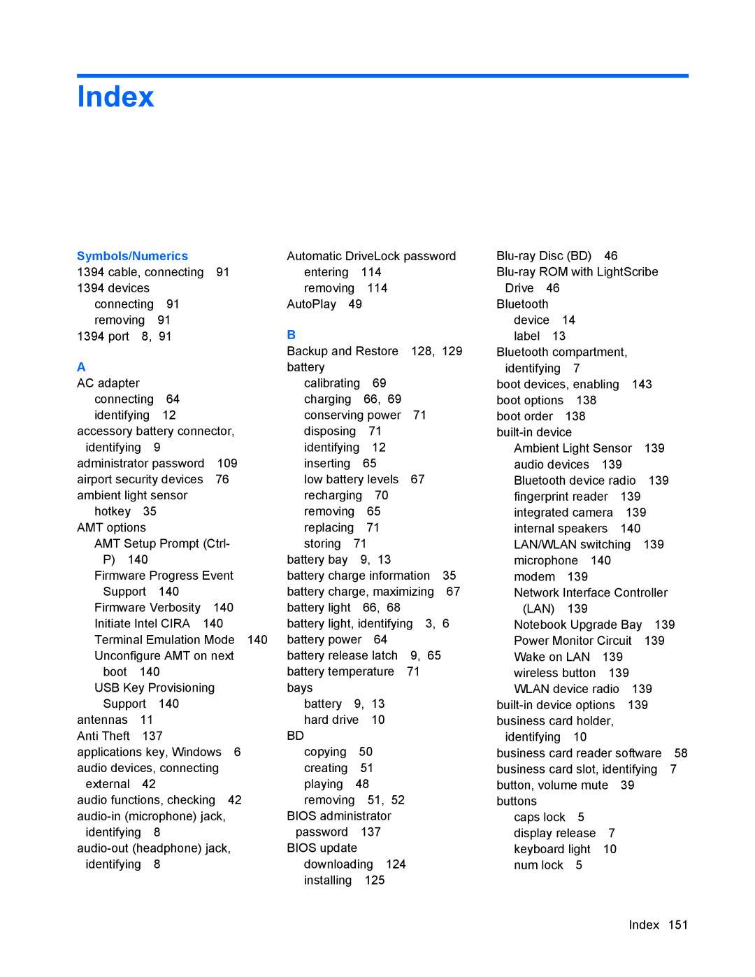 HP 8440P manual Index, Symbols/Numerics 