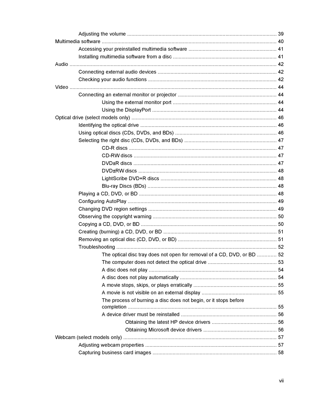 HP 8440P manual Adjusting the volume 