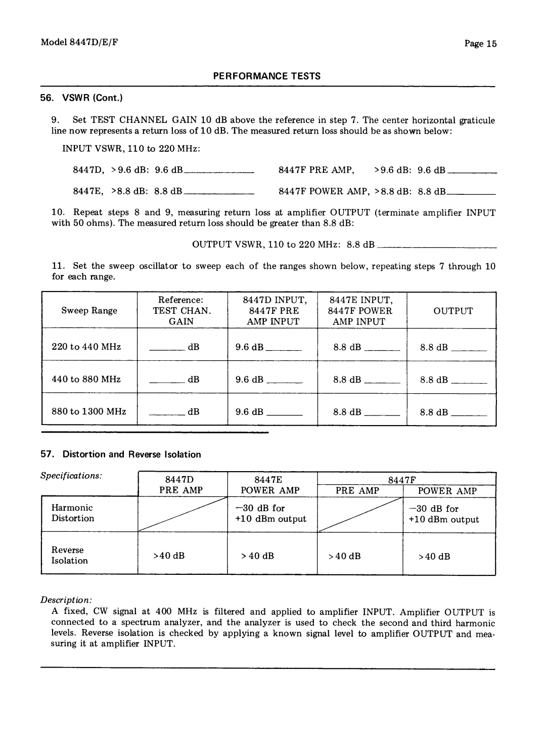 HP 8447D, 8447F manual 