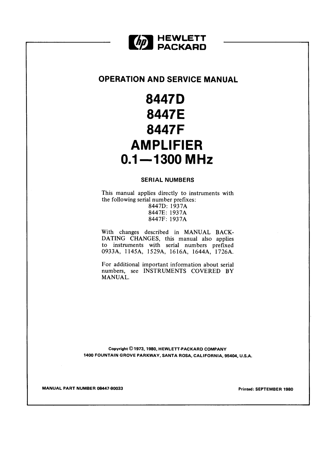 HP 8447D, 8447F manual 