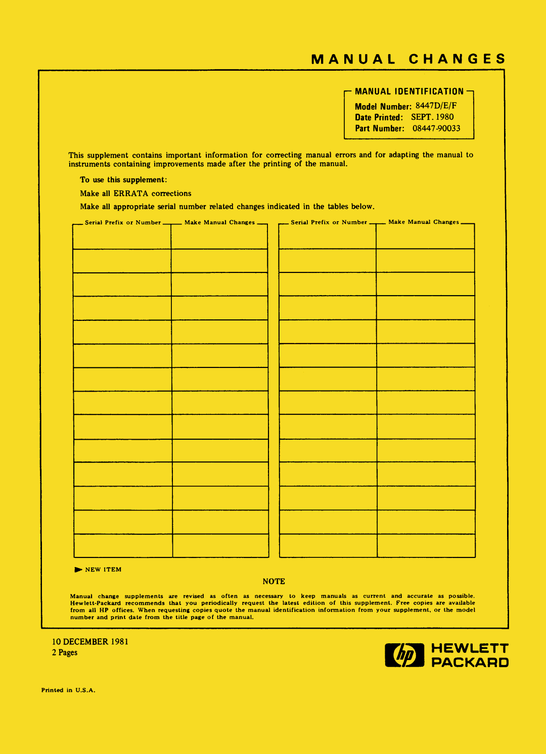 HP 8447F, 8447D manual 