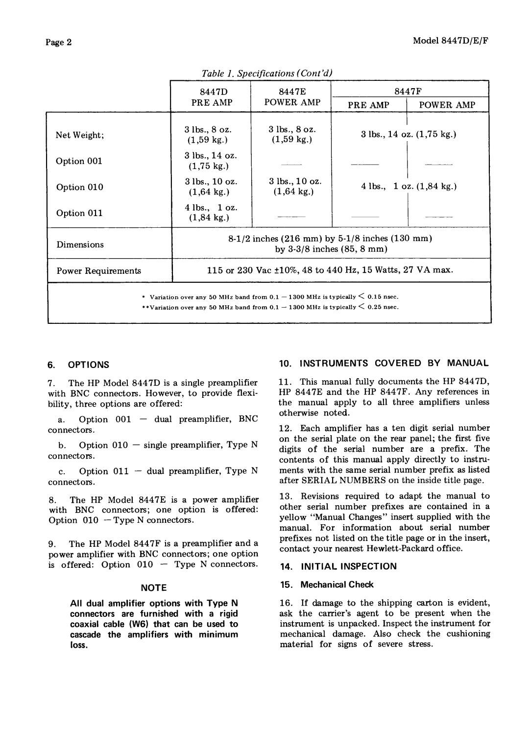 HP 8447F, 8447D manual 