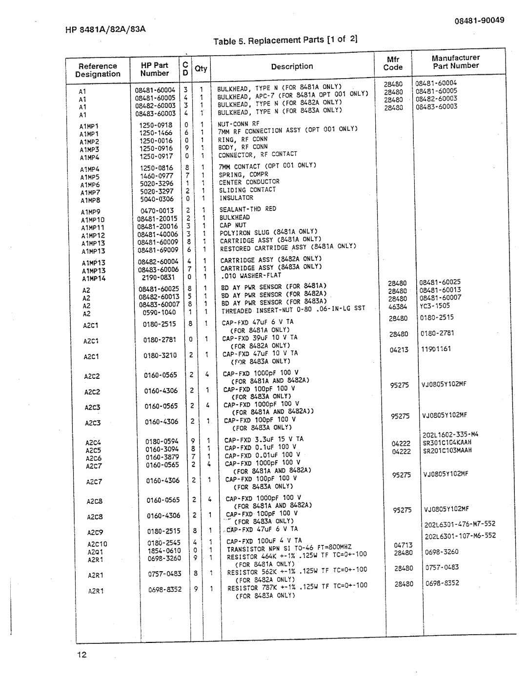 HP 8483A, 8481A, 8482A manual 