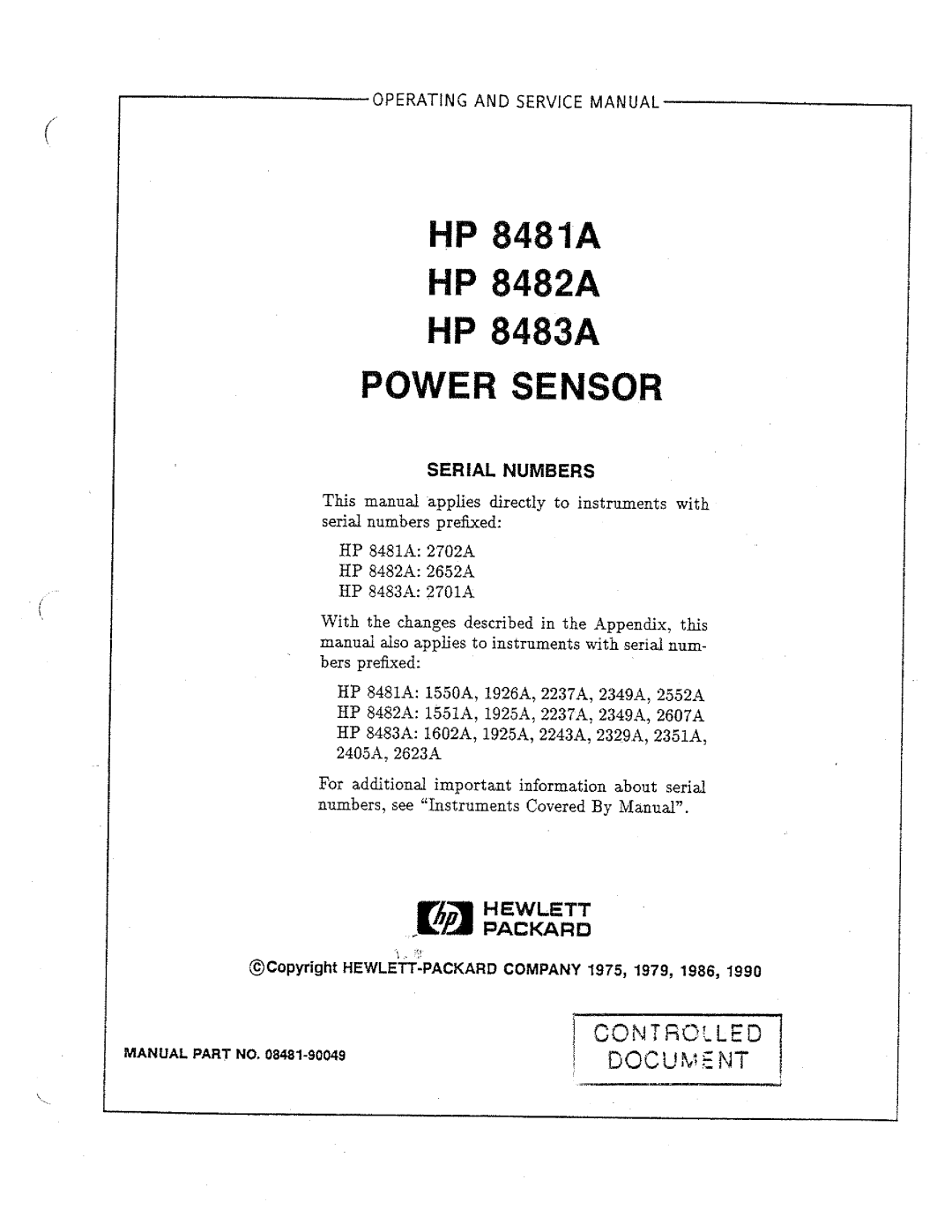 HP 8482A, 8481A, 8483A manual 