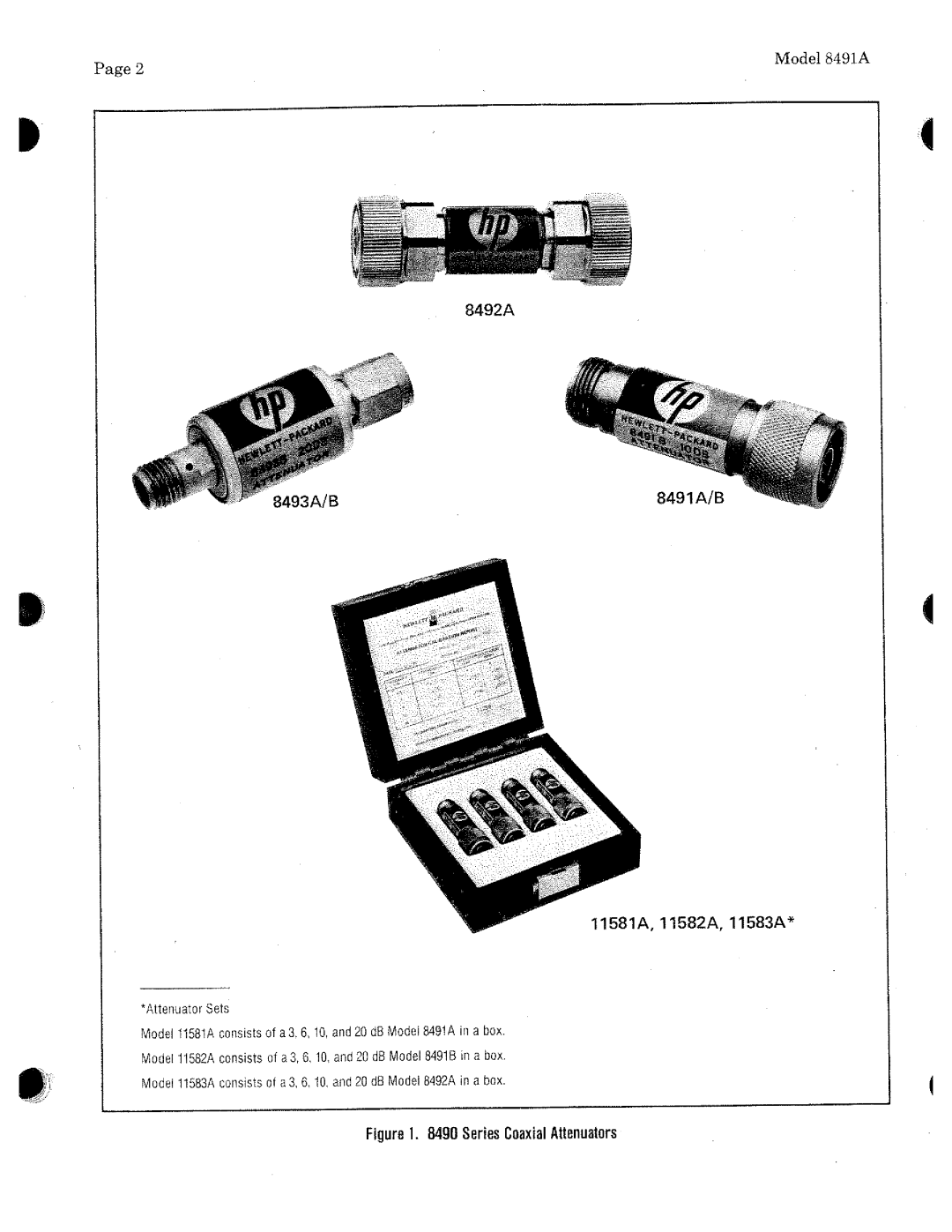 HP 8492A, 8492B, 11582A, 8491B, 11581A, 11583A, 8493A manual 