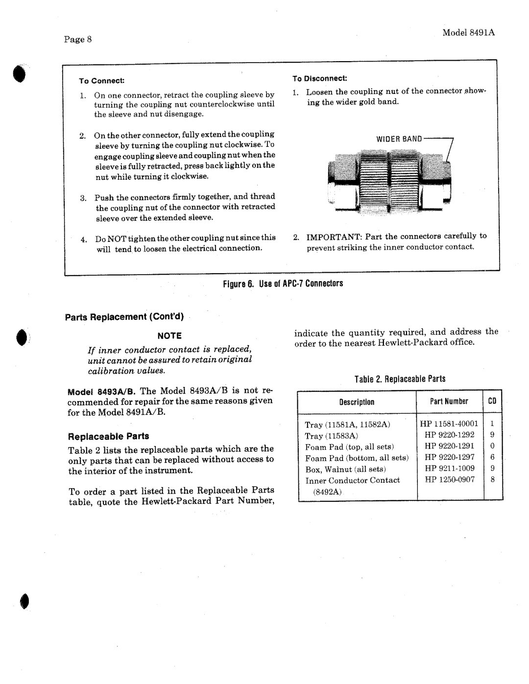 HP 11582A, 8492B, 8492A, 8491B, 11581A, 11583A, 8493A manual 