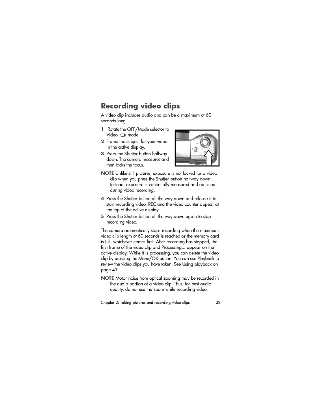 HP 850 manual Recording video clips, Frame the subject for your video in the active display 