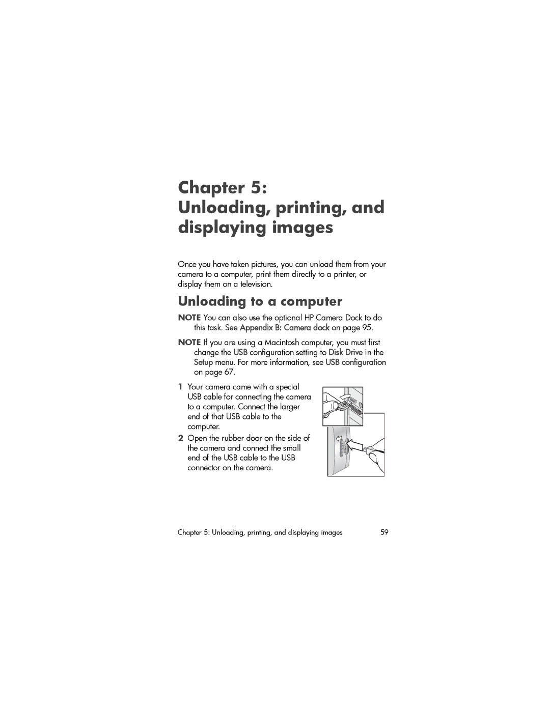 HP 850 manual Chapter Unloading, printing, and displaying images, Unloading to a computer 