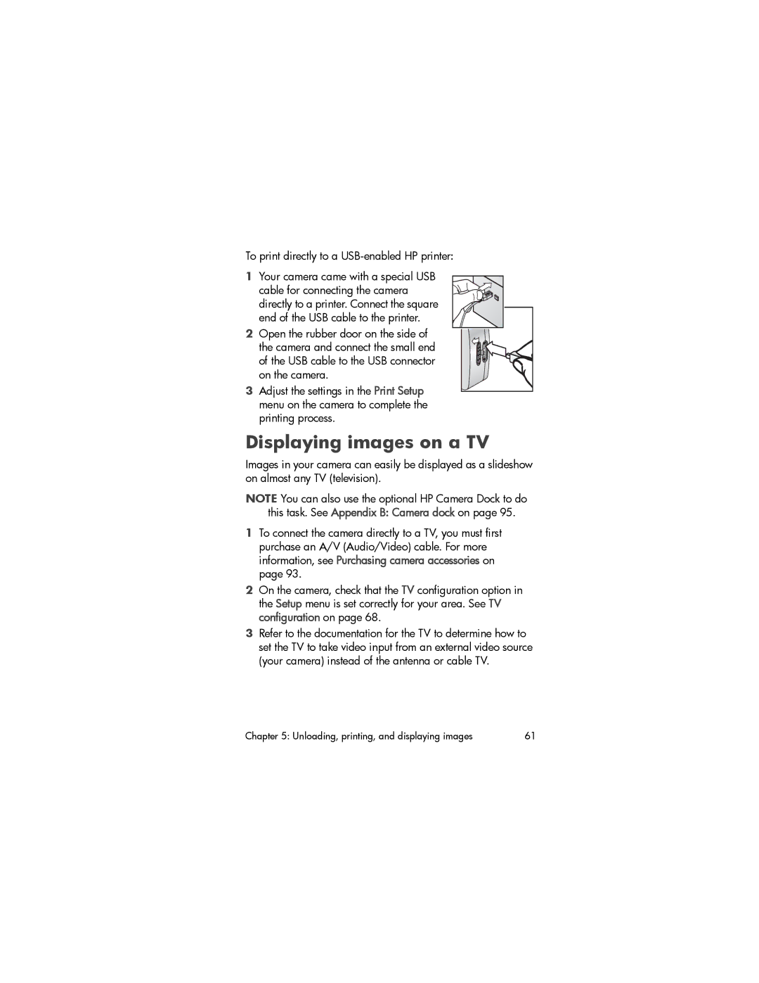 HP 850 manual Displaying images on a TV 