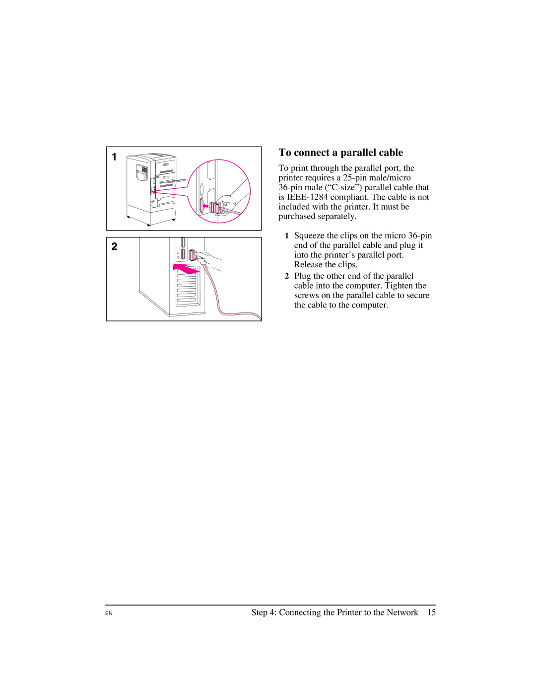 HP 8500 N, 8500 DN, Pro 8500 manual To connect a parallel cable 