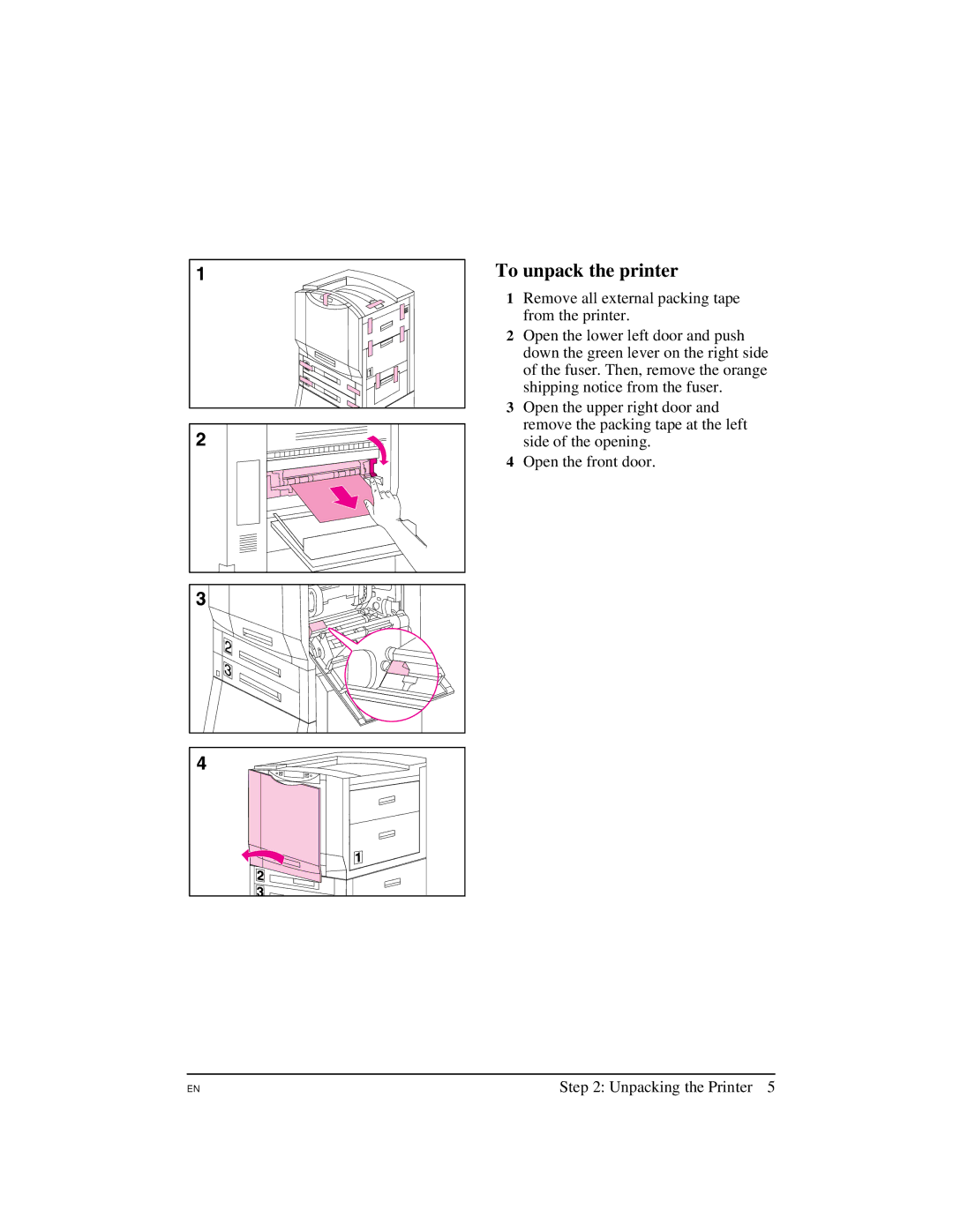 HP 8500 DN, 8500 N, Pro 8500 manual To unpack the printer 