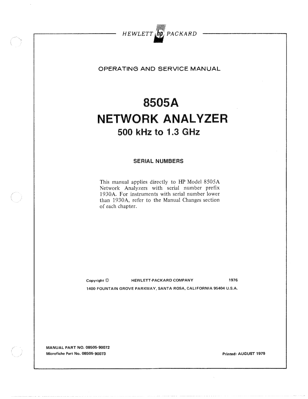 HP 8505A manual 