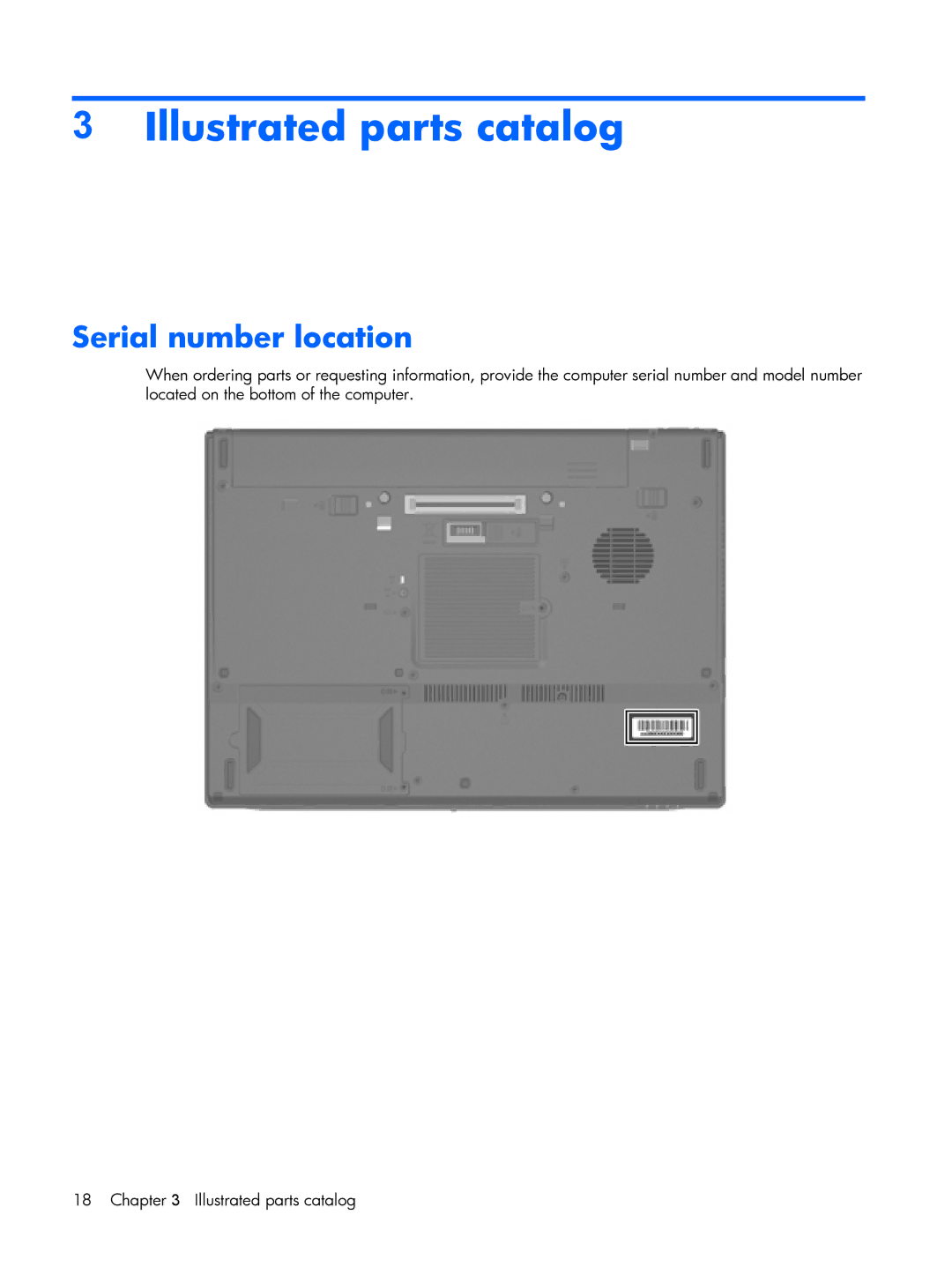 HP 8510p manual Illustrated parts catalog, Serial number location 