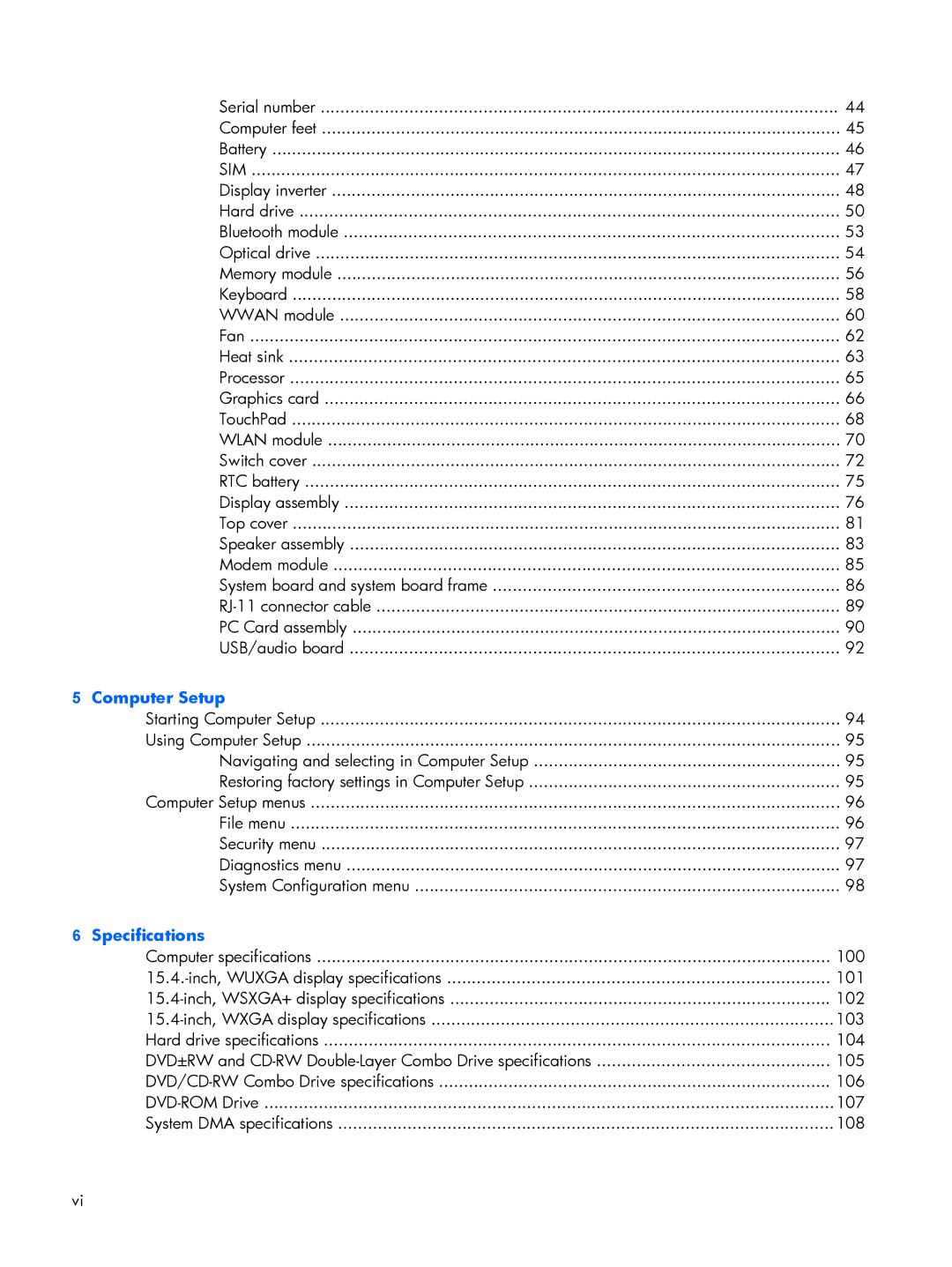 HP 8510p manual Computer Setup 