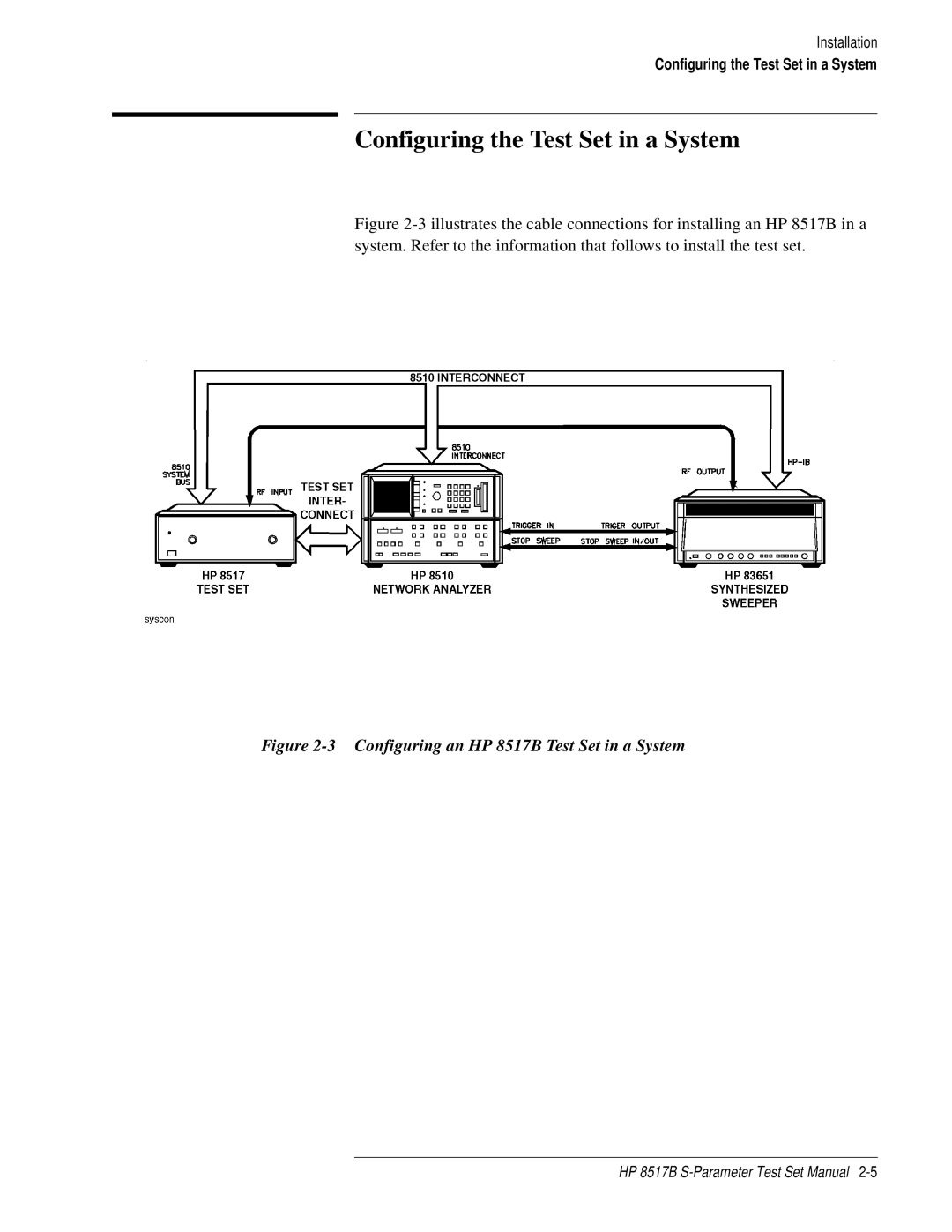 HP 8517B manual Configuring the Test Set in a System 