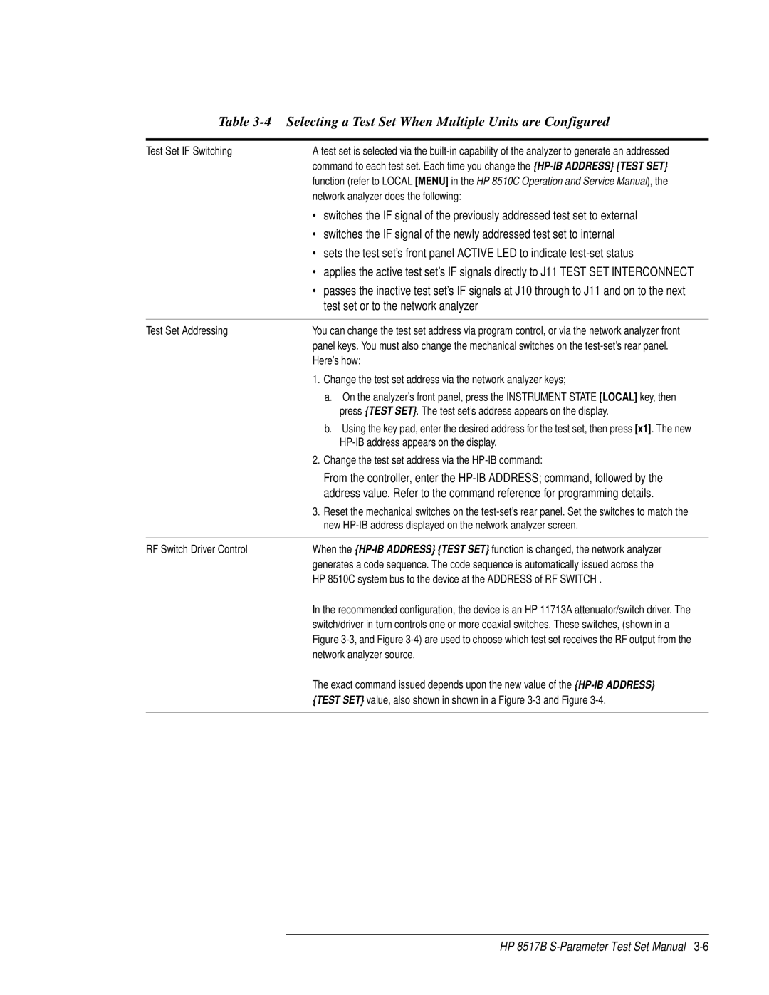 HP 8517B manual Selecting a Test Set When Multiple Units are Configured 