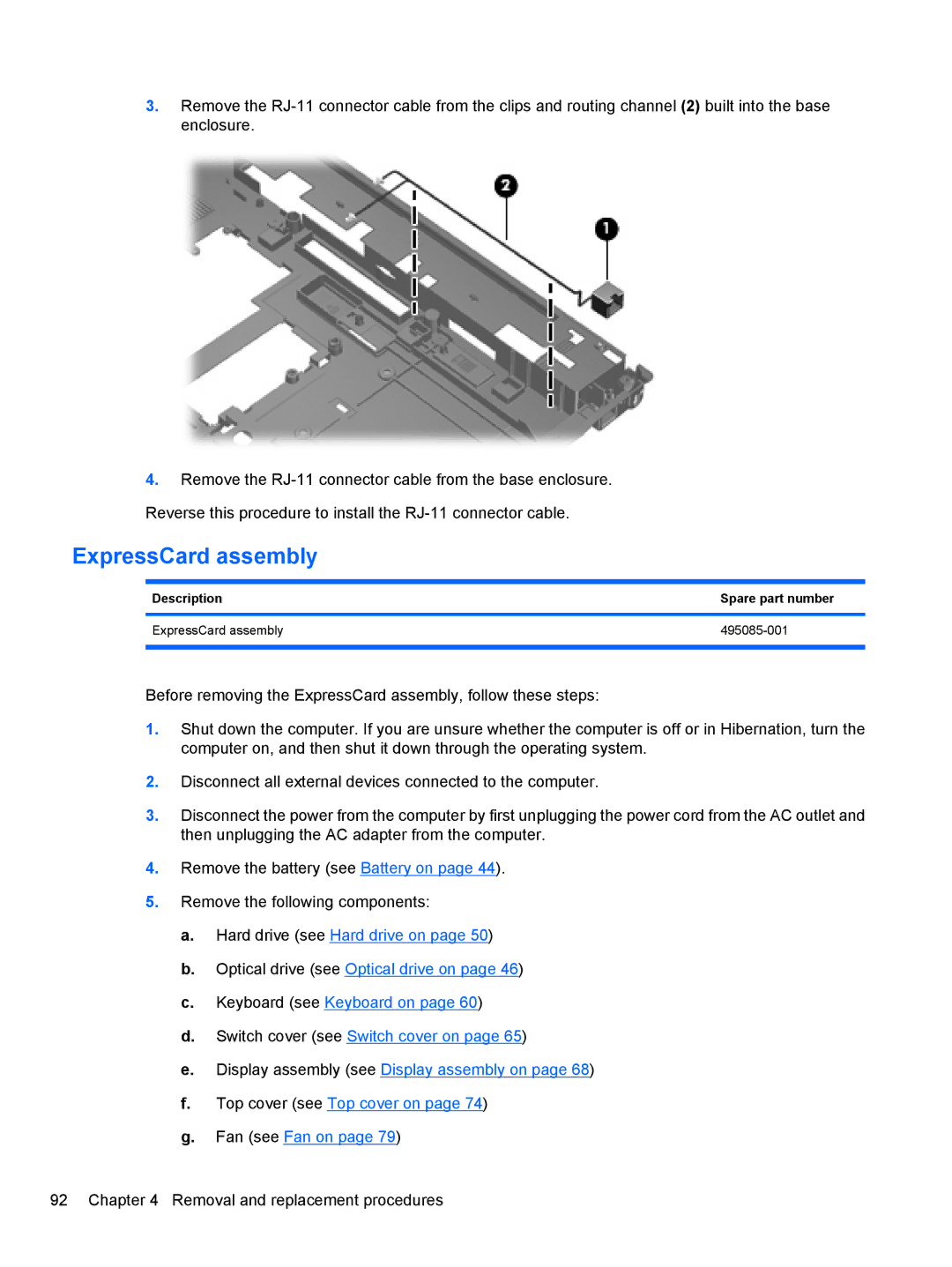 HP 8530W manual ExpressCard assembly 