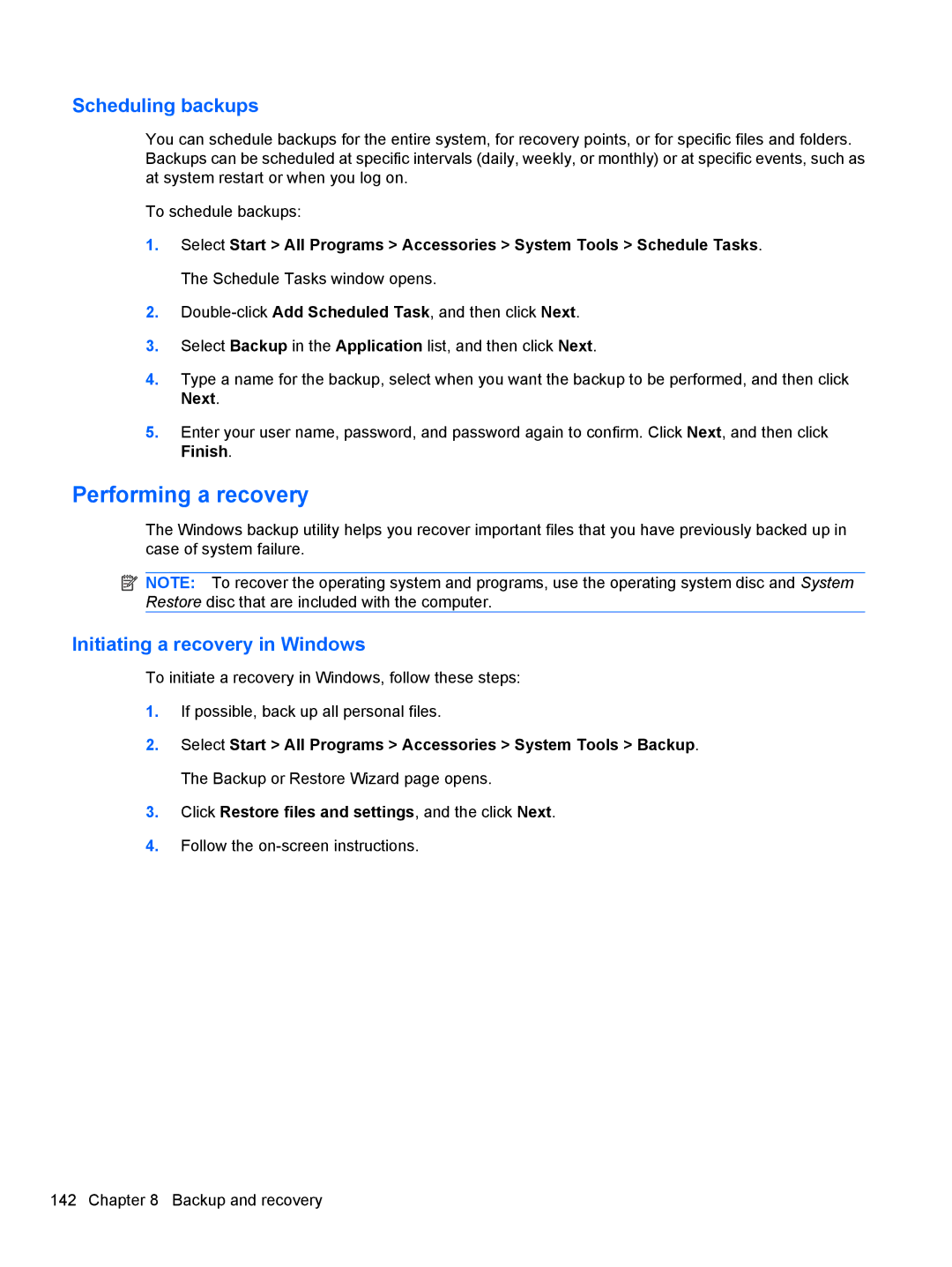 HP 8530W manual Scheduling backups 