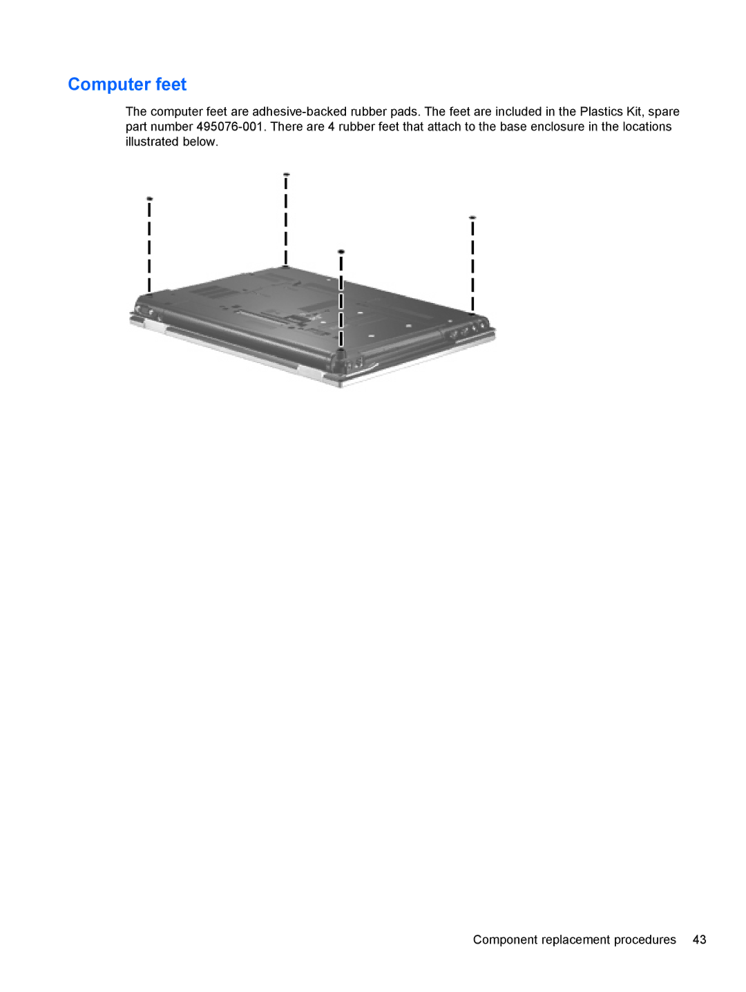 HP 8530W manual Computer feet 