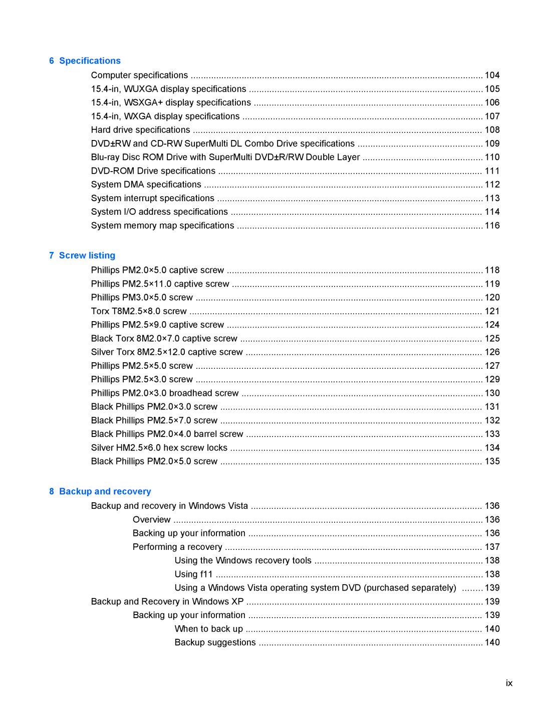 HP 8530W manual Specifications 