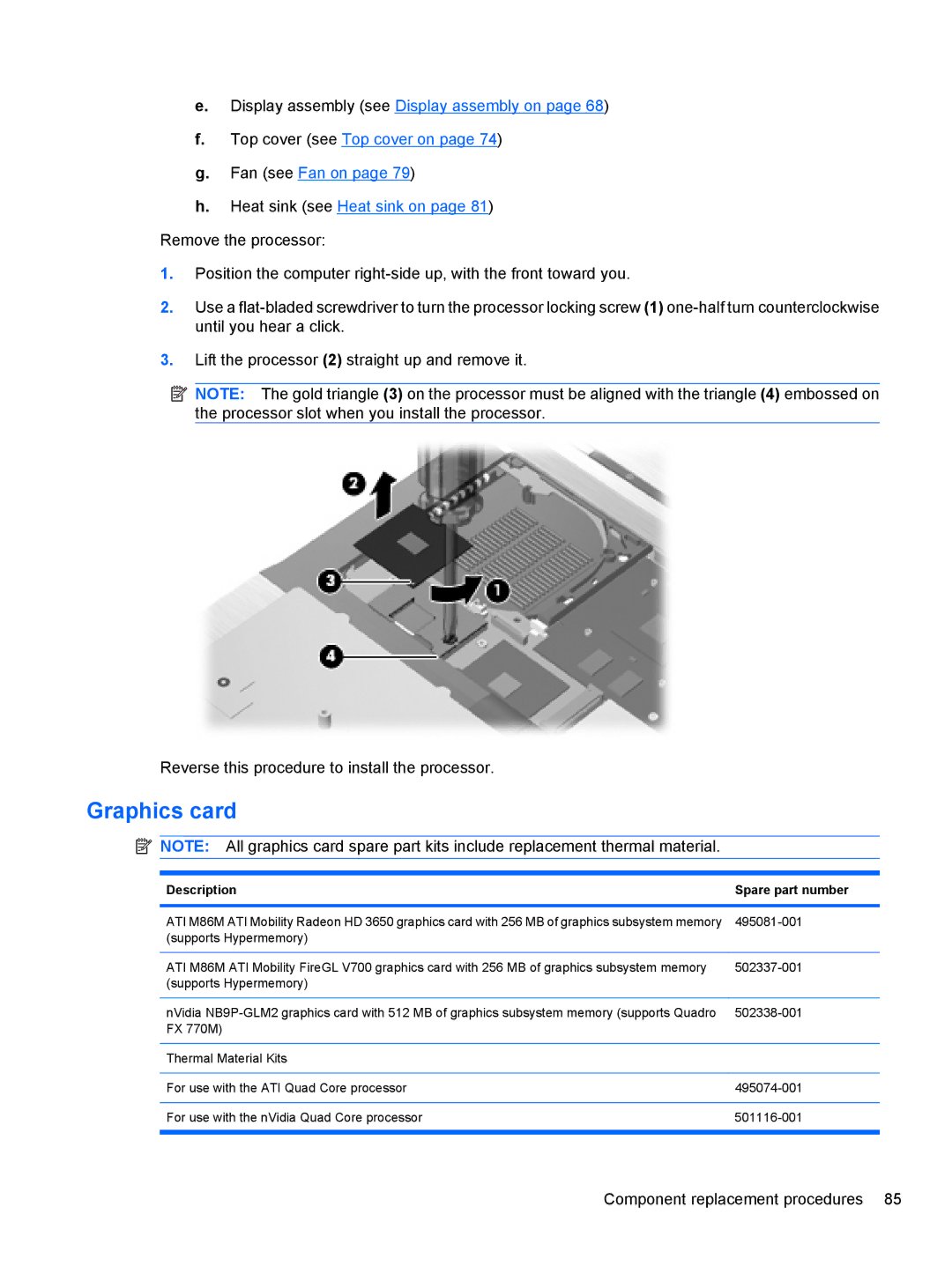 HP 8530W manual Graphics card 