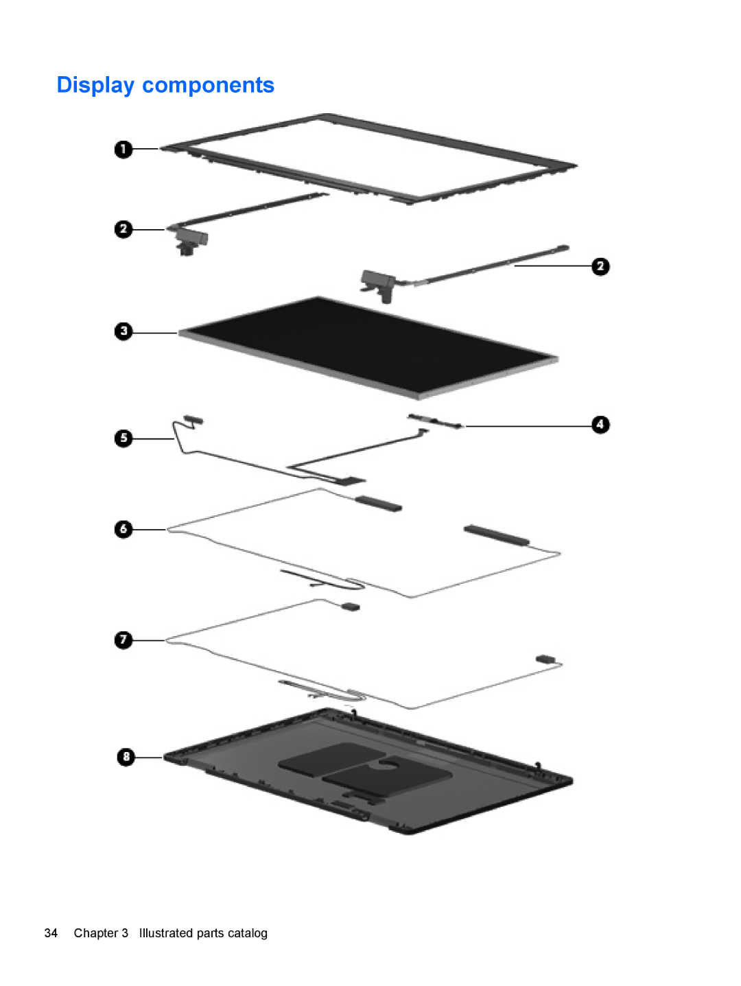 HP 8560w SP407UC#ABA, 8560p QW129US#ABA, 8560p 6560B manual Display components 