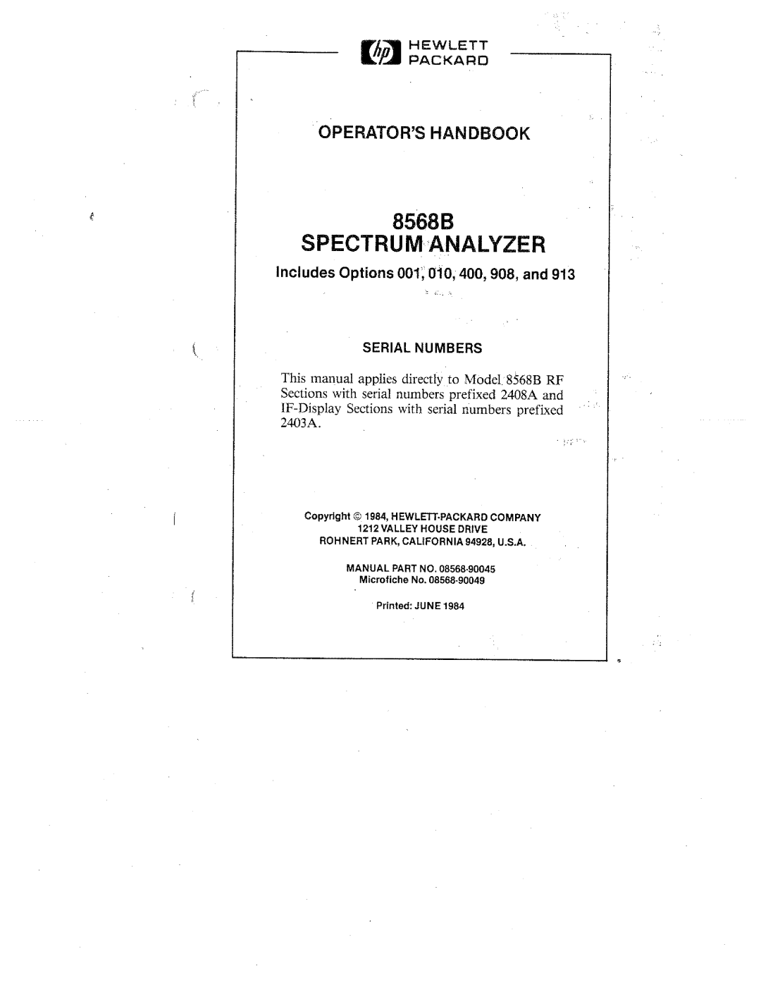 HP 8568B manual 