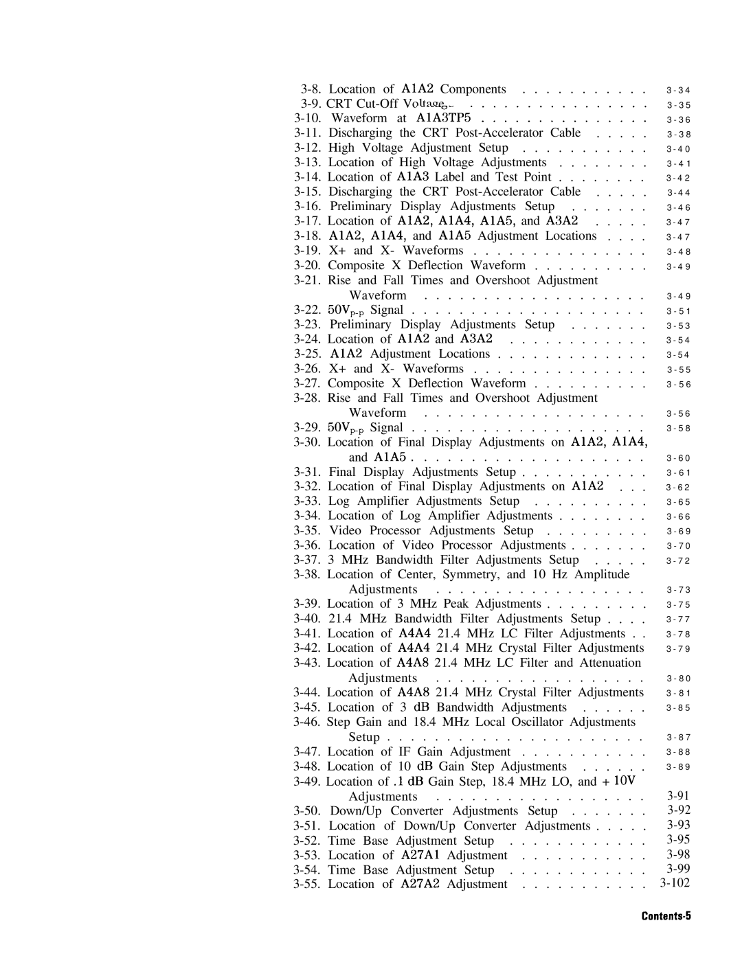 HP 8568B manual Contents-5 