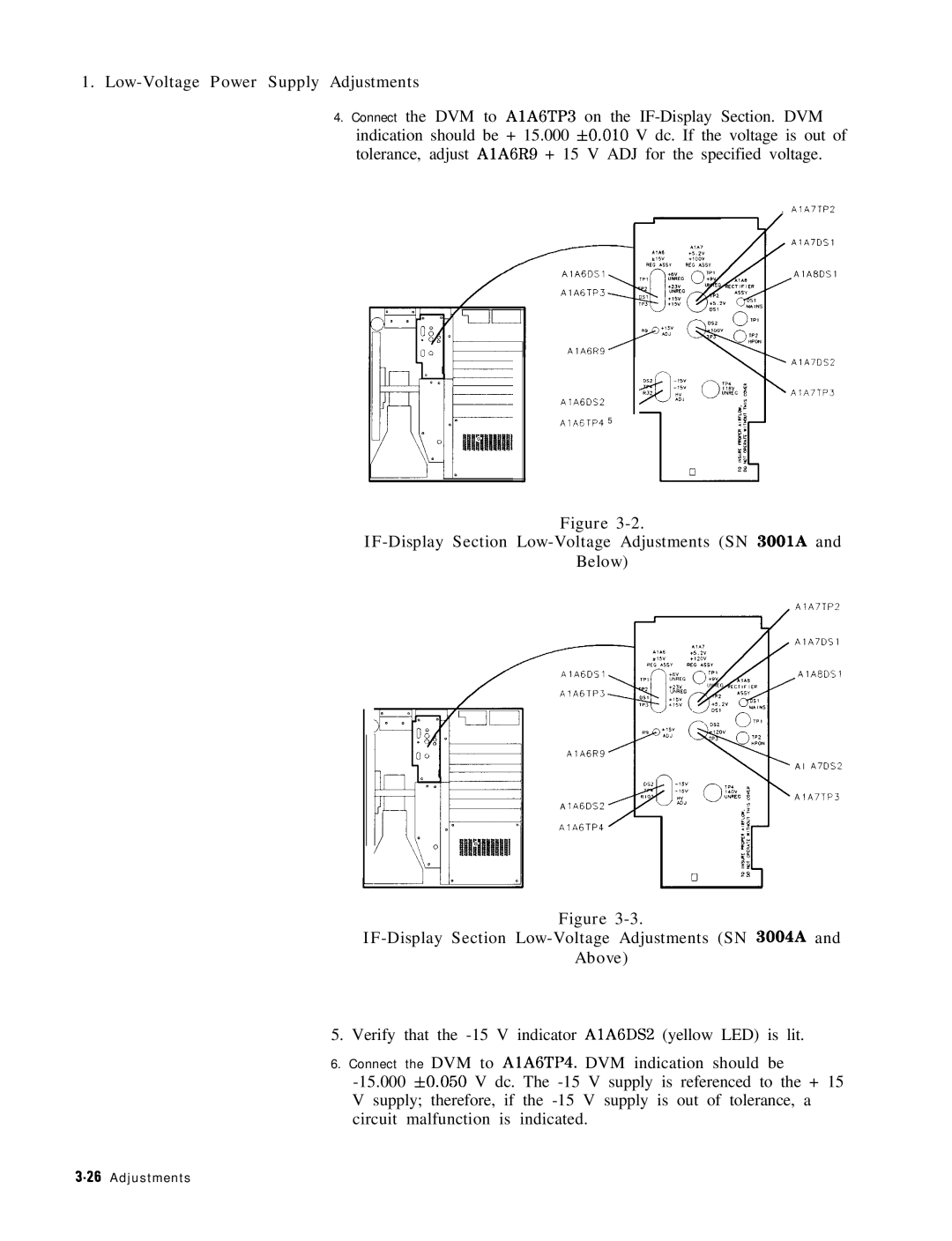 HP 8568B manual IF-Display Section Low-Voltage Adjustments SN 3001A Below 