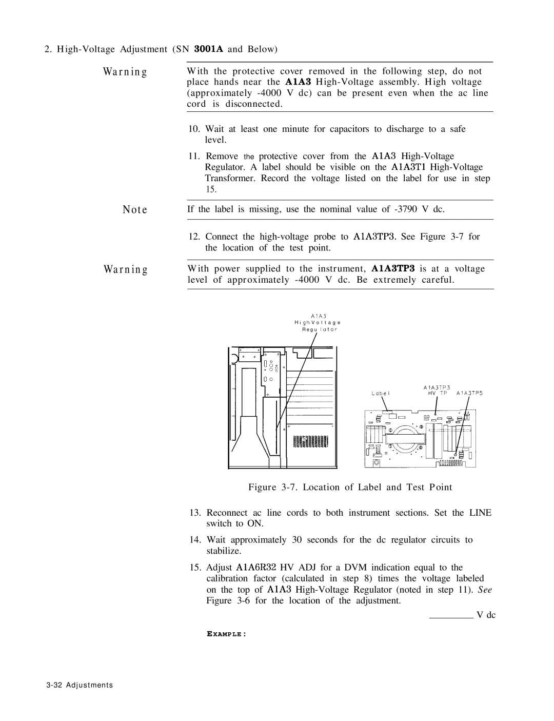 HP 8568B manual Level, Remove the protective cover from the AlA High-Voltage 