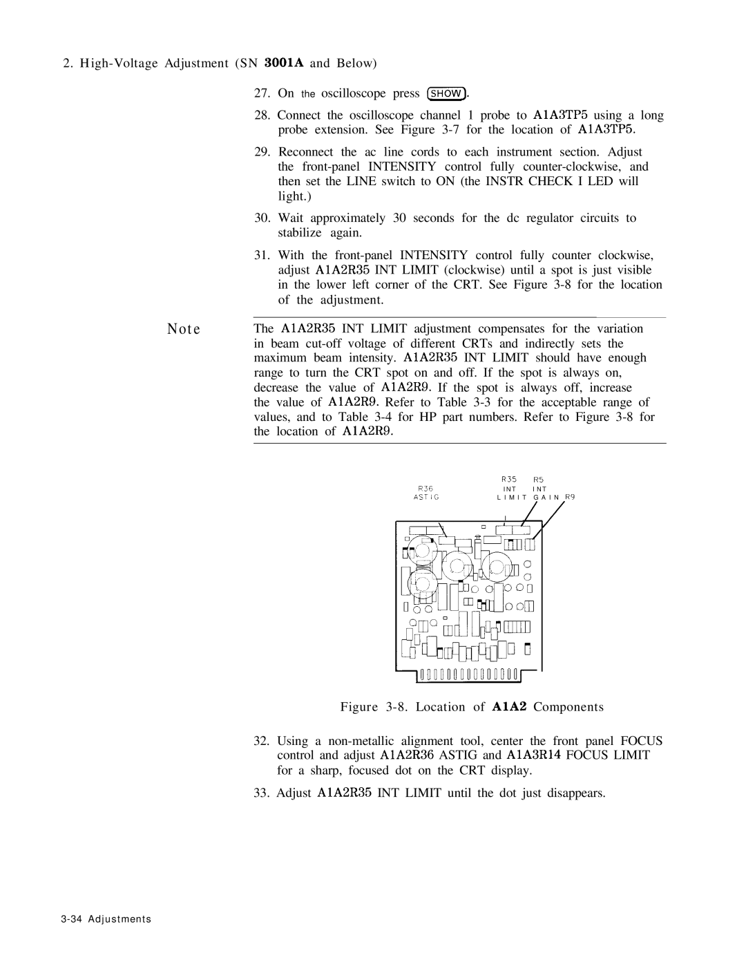 HP 8568B manual Location of AlA Components 