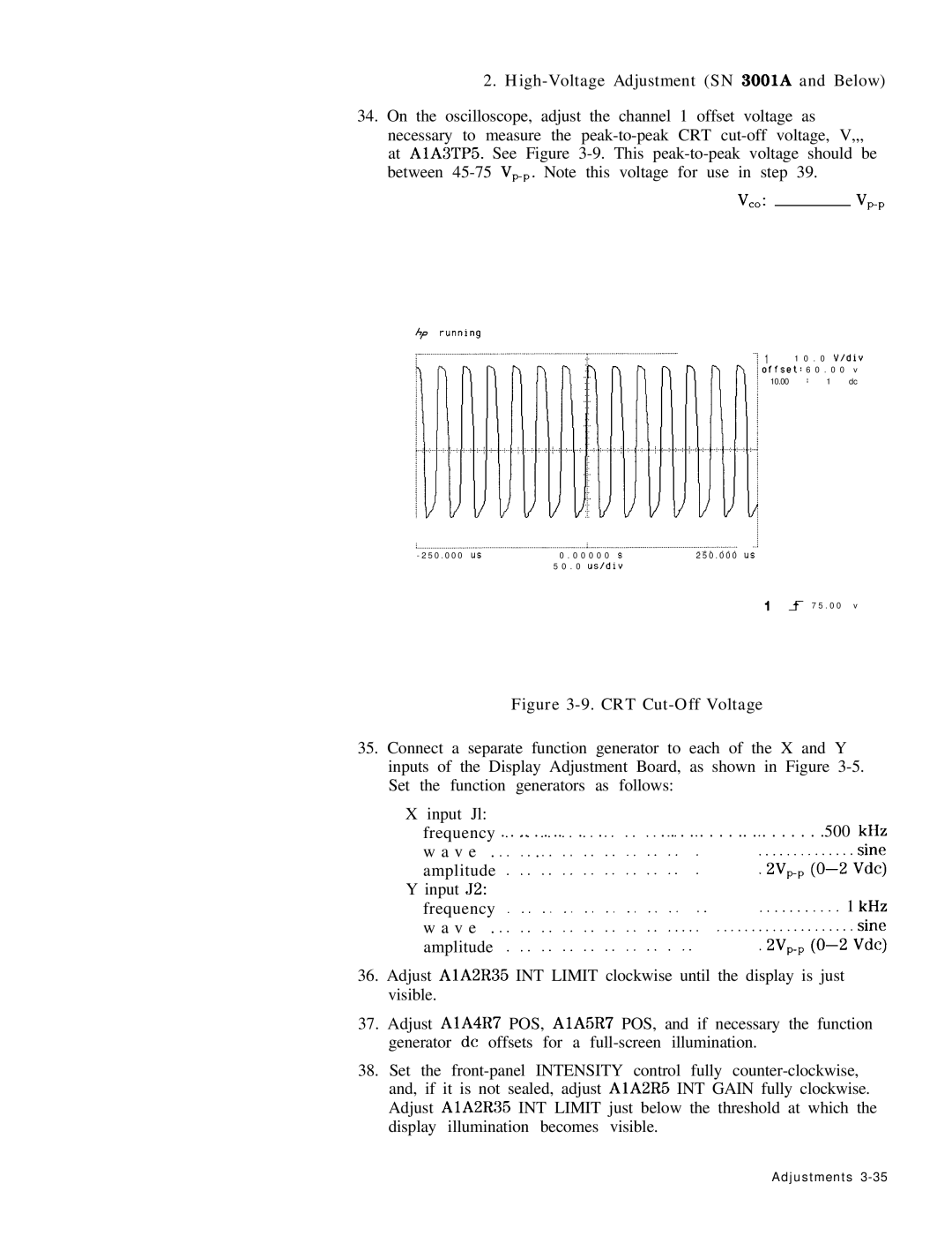 HP 8568B manual CRT Cut-Off Voltage 