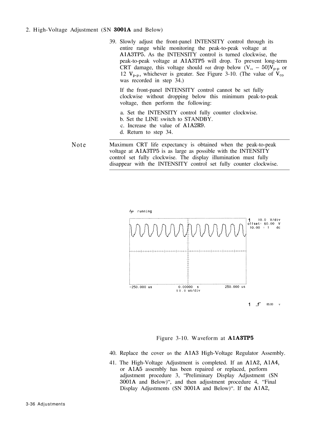 HP 8568B manual Waveform at AlA3TP5 