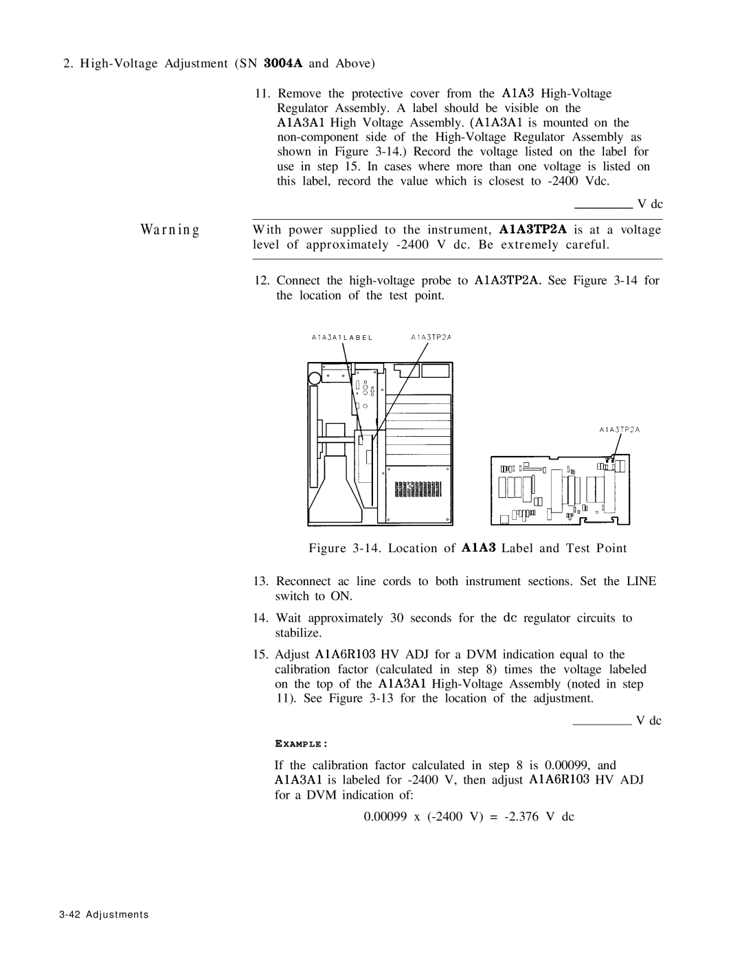 HP 8568B manual Location of AlA Label and Test Point 