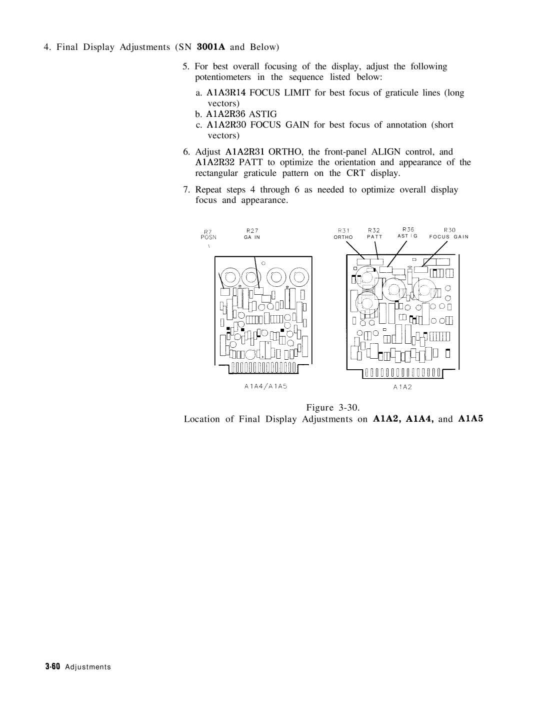 HP 8568B manual Location of Final Display Adjustments on AlA2, AlA4, and AlA 